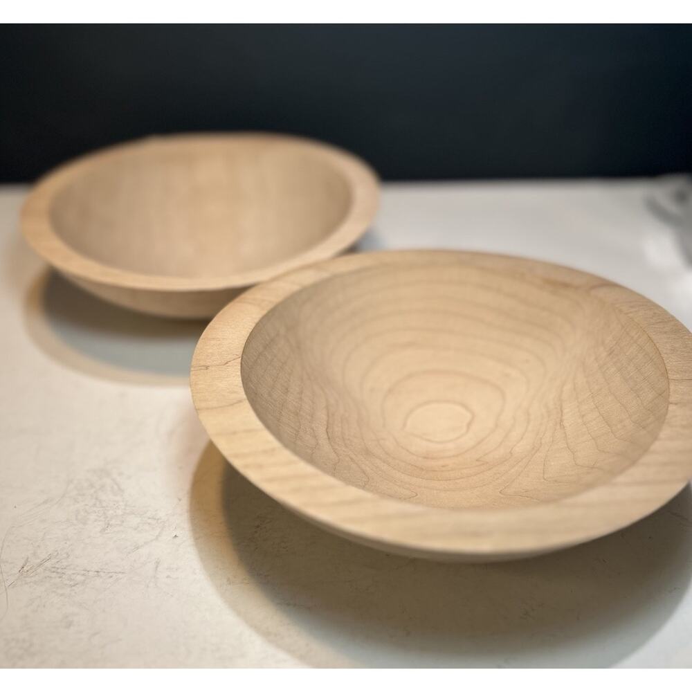 2 Vintage Tree Spirit Hardwood Salad Bowls 7in X 6.5 In. New Unfinished